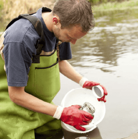 Picture of a Scientist taking a Sample